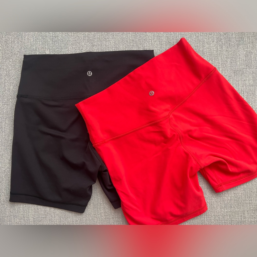 lululemon athletica Red and Black Bike Shorts
